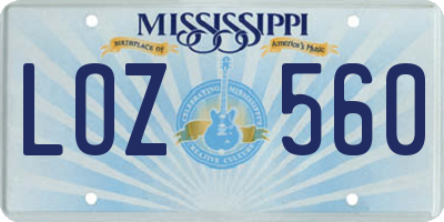 MS license plate LOZ560