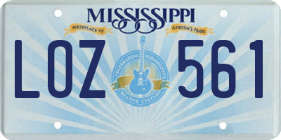 MS license plate LOZ561