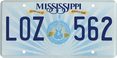 MS license plate LOZ562