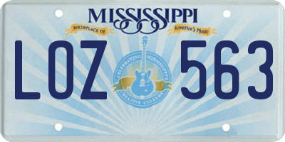 MS license plate LOZ563