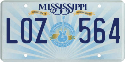 MS license plate LOZ564