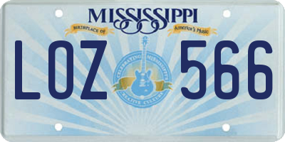 MS license plate LOZ566