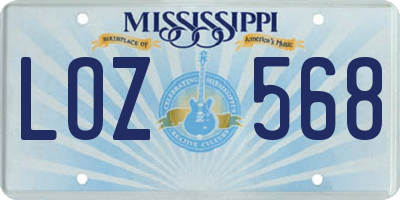 MS license plate LOZ568