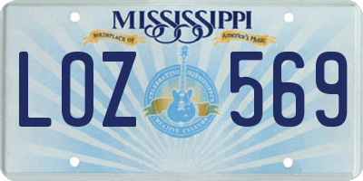 MS license plate LOZ569