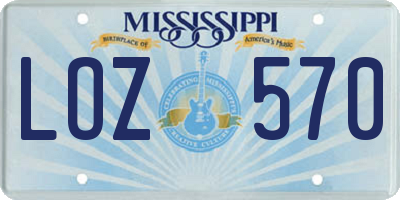 MS license plate LOZ570