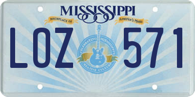 MS license plate LOZ571