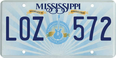 MS license plate LOZ572