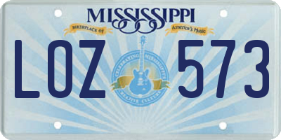 MS license plate LOZ573