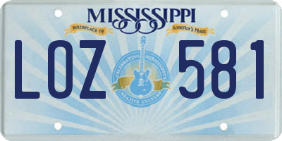 MS license plate LOZ581
