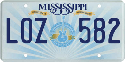 MS license plate LOZ582