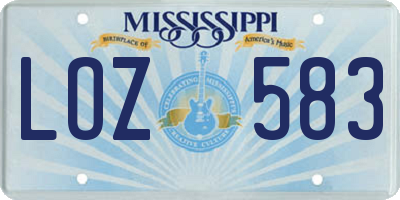 MS license plate LOZ583