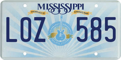 MS license plate LOZ585