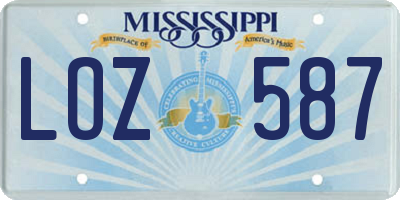 MS license plate LOZ587