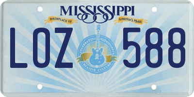 MS license plate LOZ588