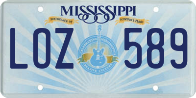 MS license plate LOZ589