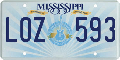 MS license plate LOZ593