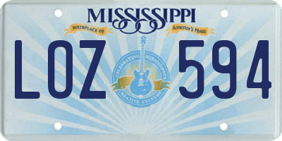 MS license plate LOZ594