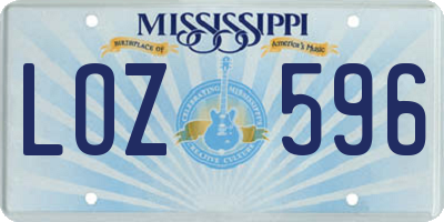 MS license plate LOZ596