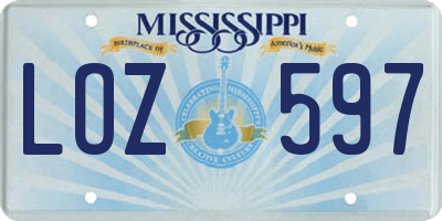 MS license plate LOZ597