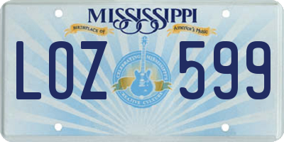 MS license plate LOZ599