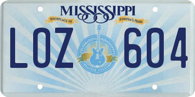 MS license plate LOZ604