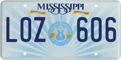 MS license plate LOZ606
