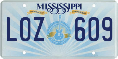 MS license plate LOZ609