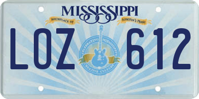 MS license plate LOZ612