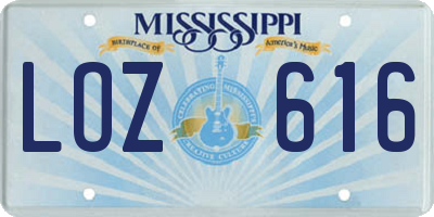 MS license plate LOZ616