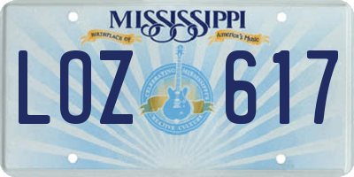 MS license plate LOZ617