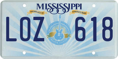 MS license plate LOZ618