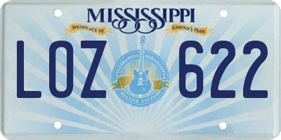 MS license plate LOZ622