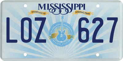 MS license plate LOZ627
