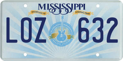 MS license plate LOZ632