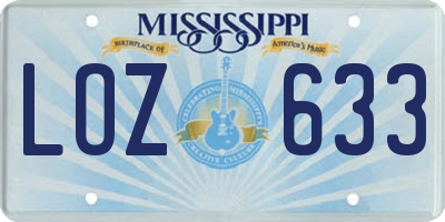MS license plate LOZ633