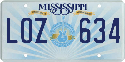 MS license plate LOZ634
