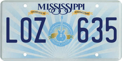 MS license plate LOZ635