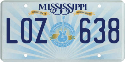 MS license plate LOZ638