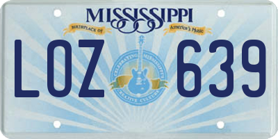 MS license plate LOZ639