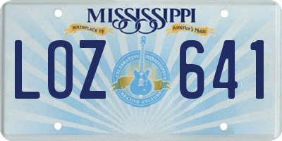 MS license plate LOZ641