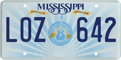 MS license plate LOZ642