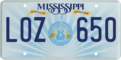 MS license plate LOZ650