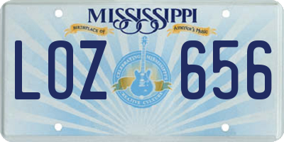 MS license plate LOZ656