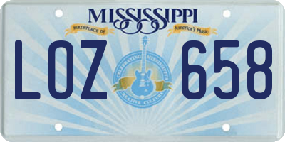 MS license plate LOZ658