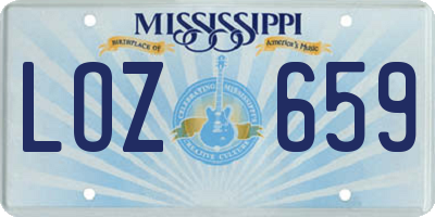 MS license plate LOZ659