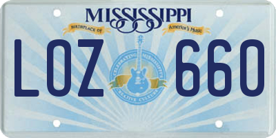 MS license plate LOZ660