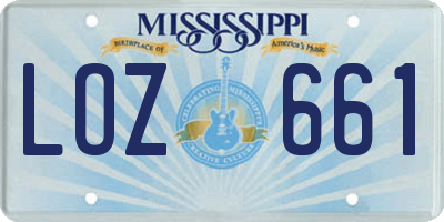 MS license plate LOZ661