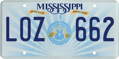 MS license plate LOZ662