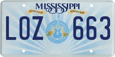 MS license plate LOZ663