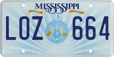 MS license plate LOZ664